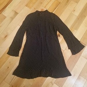 Zara polka dot mock neck dress Sz L black